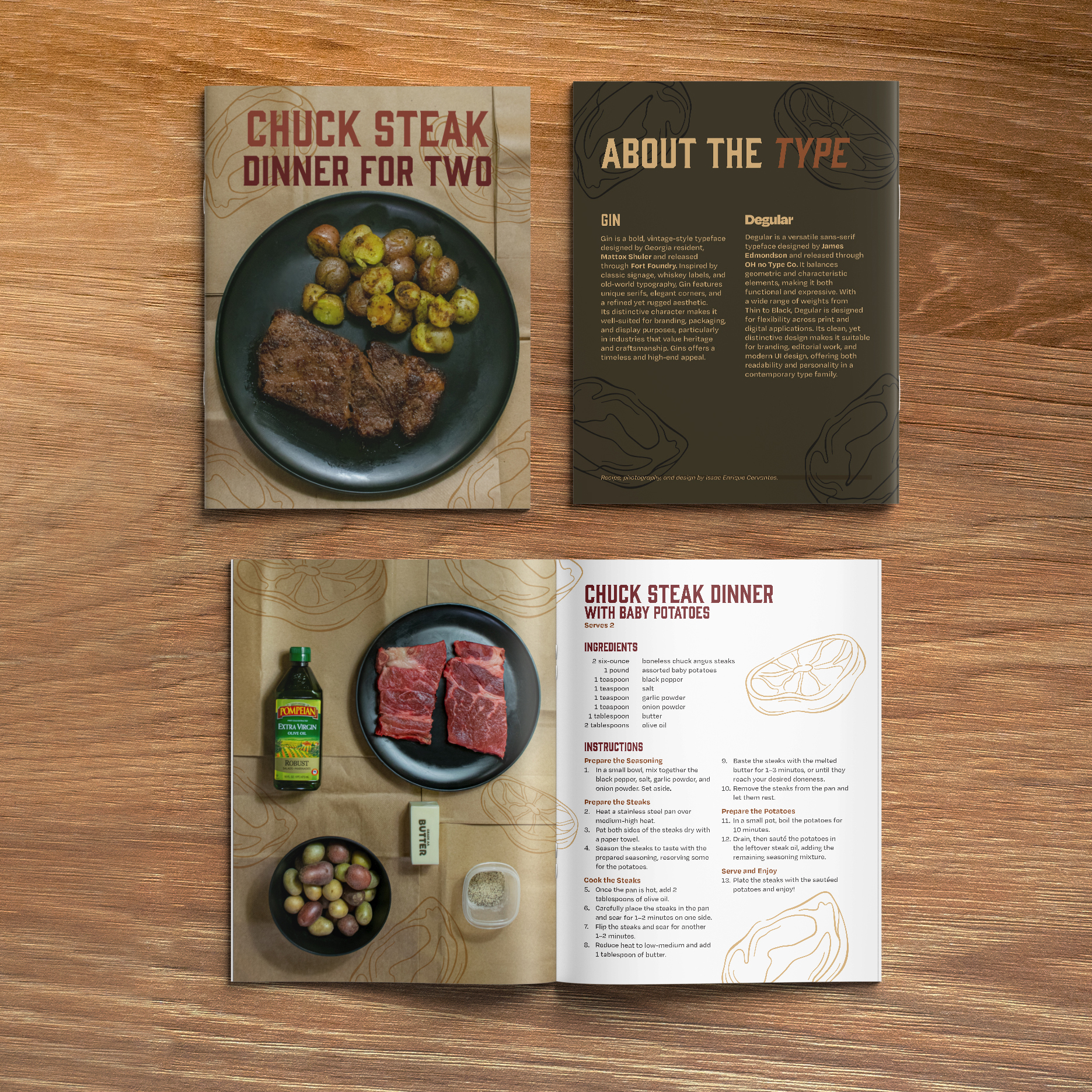 Four-page booklet mockup of recipe.