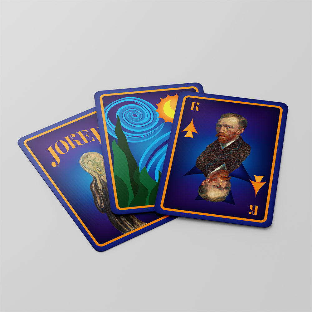 Mockup of Van Gogh's Starry Night inspired playing card.